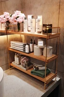 cosmetic shelf bathroom desktop storage tabletop organizer organizer kitchen bathroom shelf bookcase gold stainless natural wood