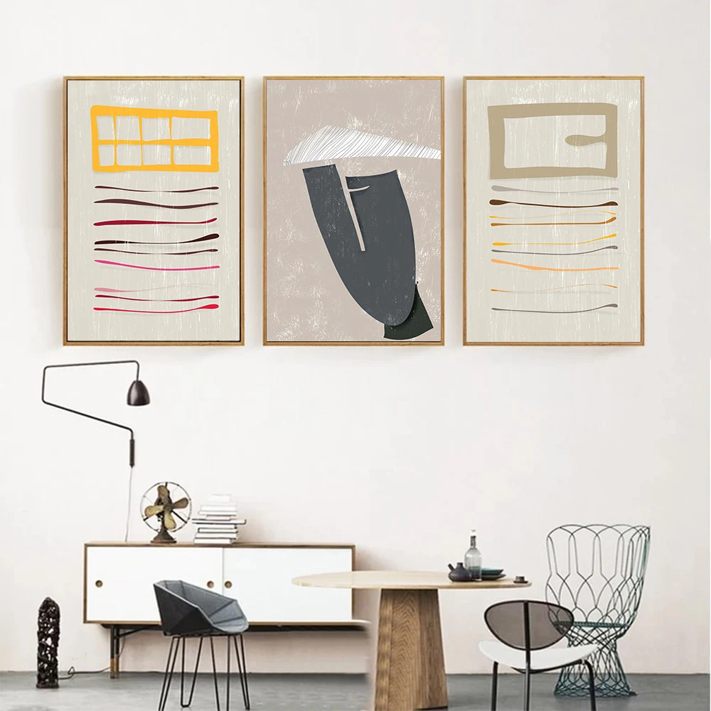 

Abstract Poster Colorful Line Canvas Painting Boho Beige Art Print Minimalist Wall Picture Nordic For Living Bedroom Home Decor