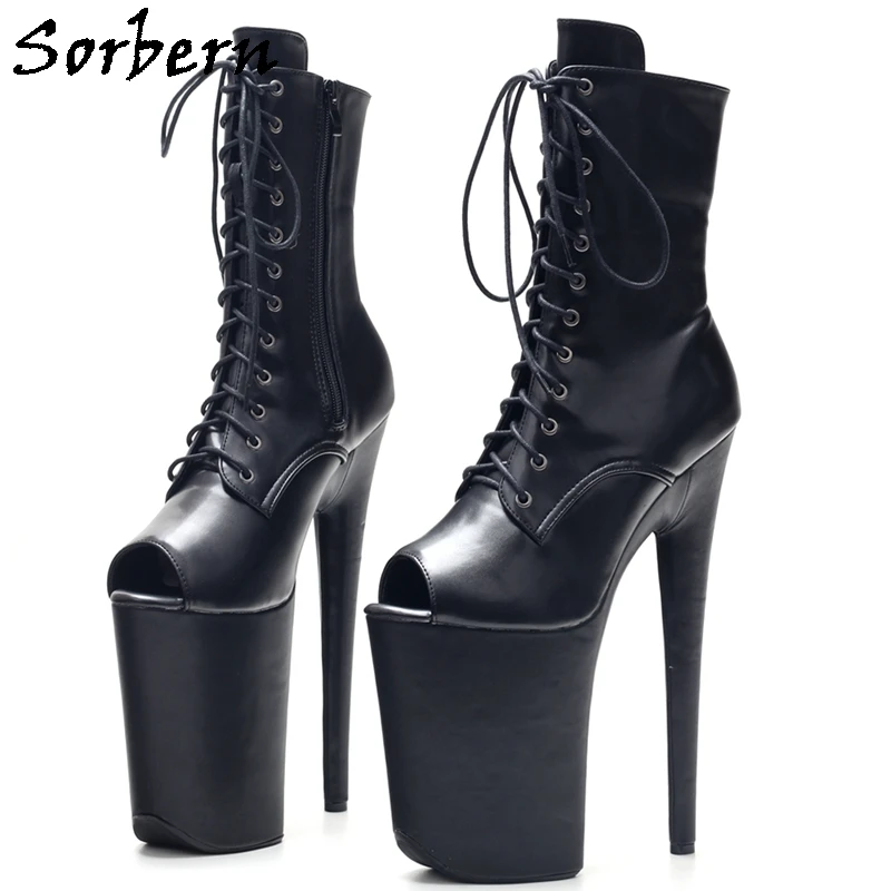 

Sorbern 23cm Black Ankle Boots Classical Exotic Dancing Stripper Heels Platform Extreme High Heels
