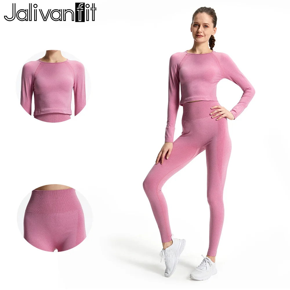 

Nylon Seamless Yoga Wear Suit Ladies Crescent Tight Elastic Long Sleeve Running Fitness Sports Suit Women Sportswear