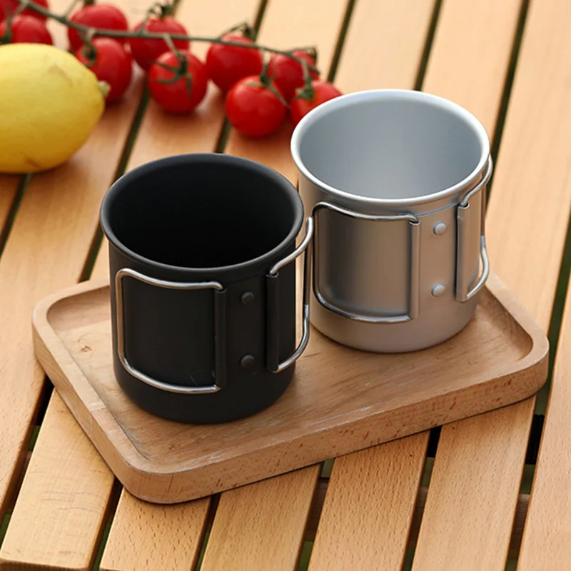 Походная чашка для воды 300 мл со складной ручкой Ультралегкая из алюминиевого