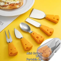 portable cutlery set with case cute flatware stainless steel cheese knife fork spoon dinner travel tableware kitchen dinnerware