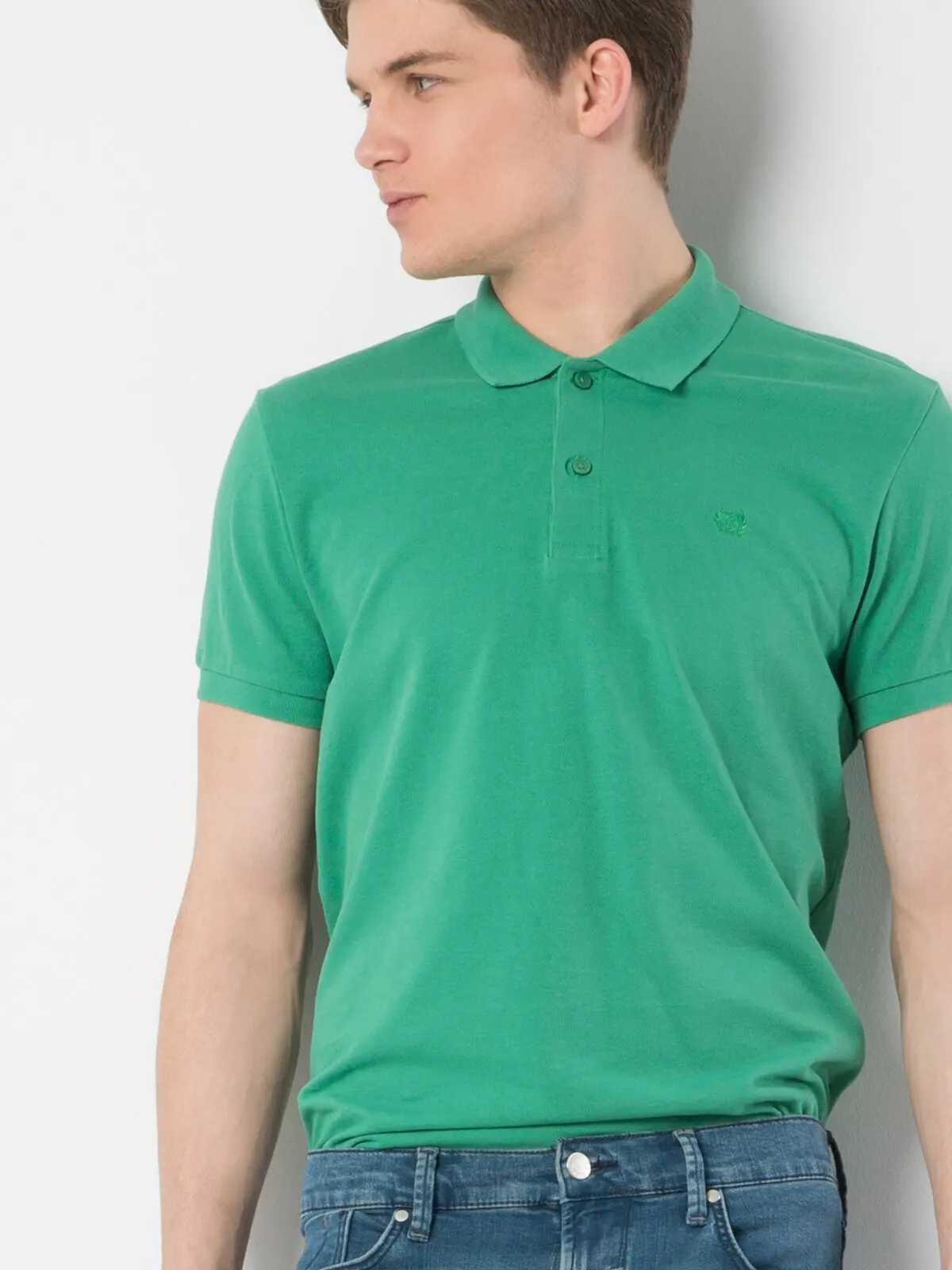 Мужская футболка-поло Colins зеленая с коротким рукавом CLTKTTSHM0766200 | одежда