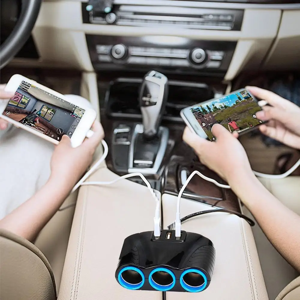 Портативный 3 USB порта пути Авто розетки разветвитель автомобильного