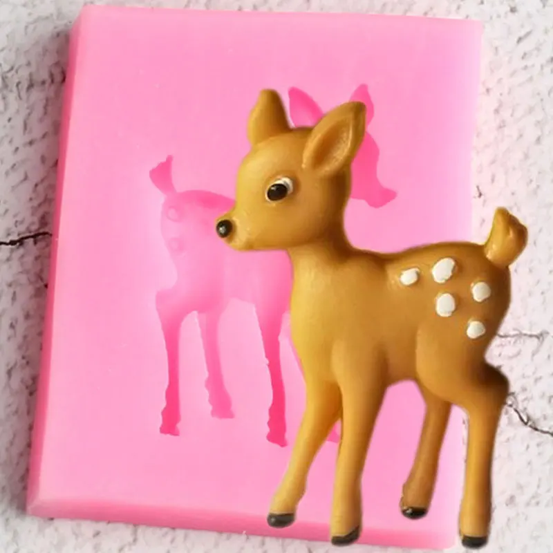 

Cartoons Deer Silicone Molds Christmas Cupcake Topper Mold Chocolate Candy Polymer Clay Moulds Fondant Cake Decorating Tools
