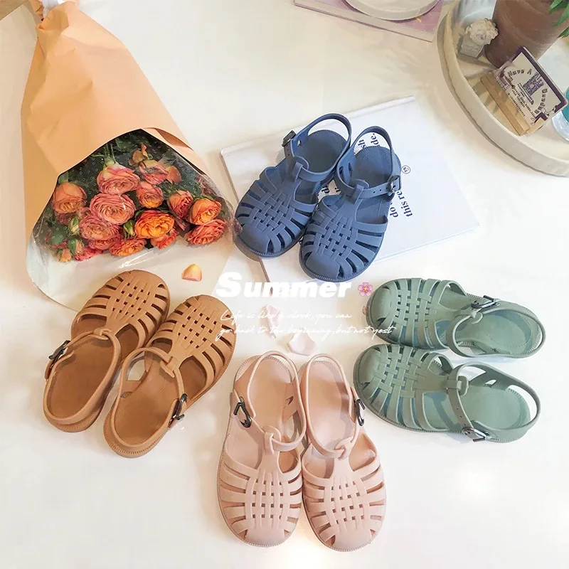 

Summer Children Sandals Baby Girls Toddler Soft Non-slip Princess Shoes Kids Candy Jelly Beach Shoes Boys Casual Roman Slippers