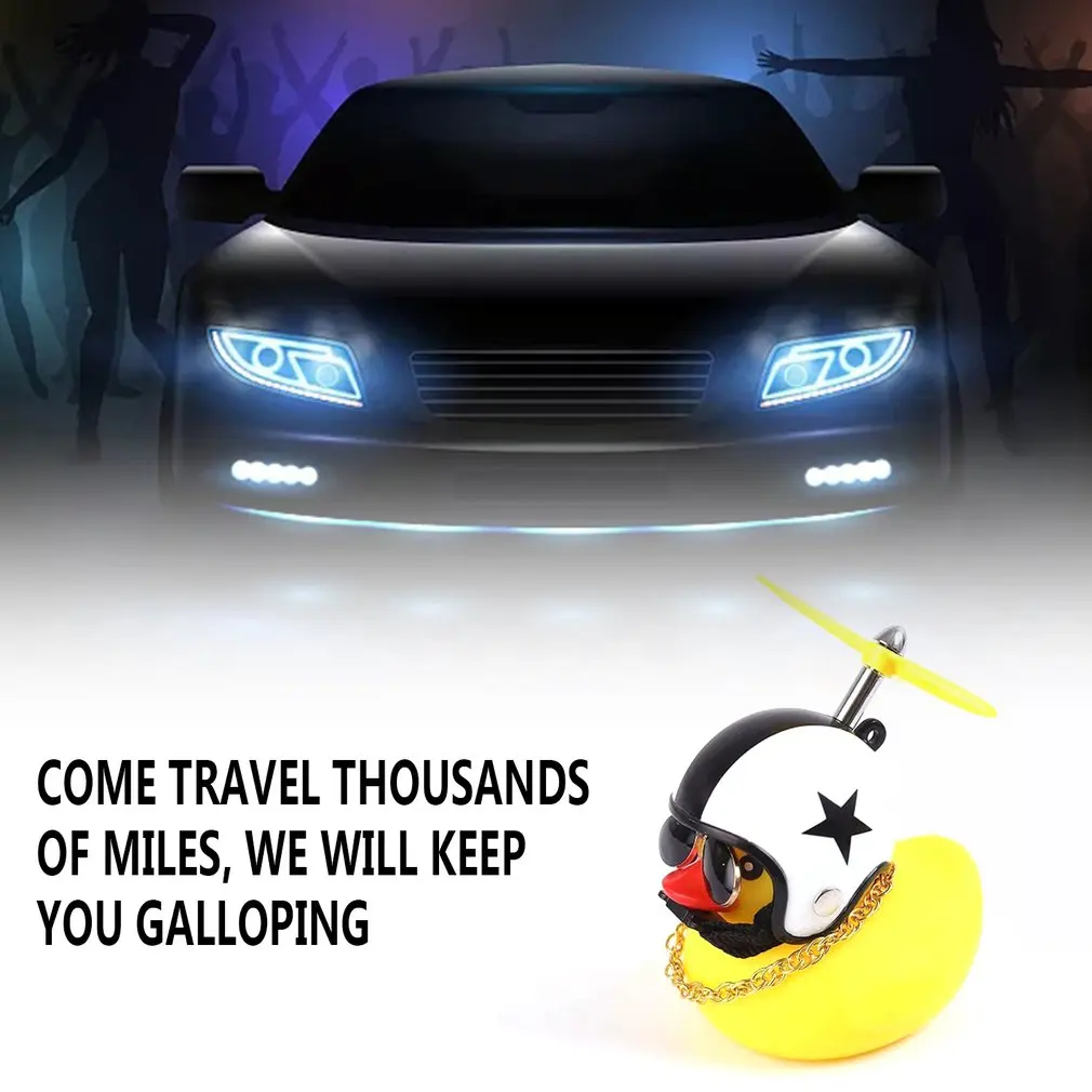 

Car Bike Motor Helmet Riding Cycling Accessories Without Lights Cute Duck with Helmet Broken Wind Small Yellow Duck
