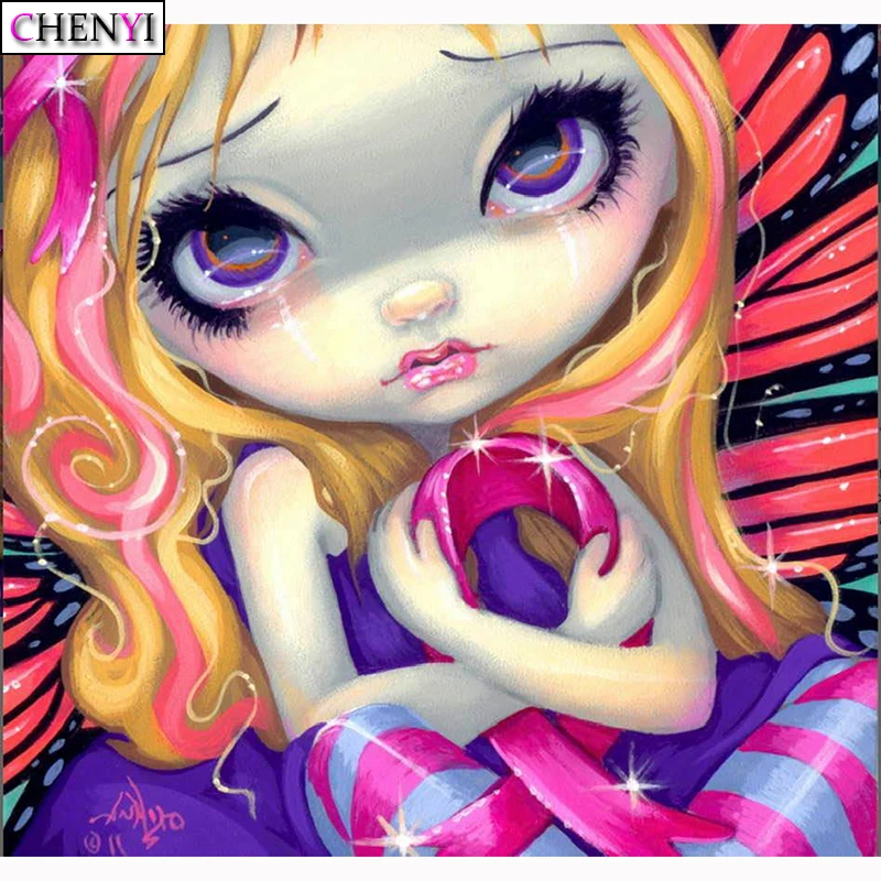 

DIY 5D Diamond Painting Big Eyes Girl Cartoon Full Diamond Mosaic Embroidery Kit Resin Rhinestones Picture Home Decor Handicraft
