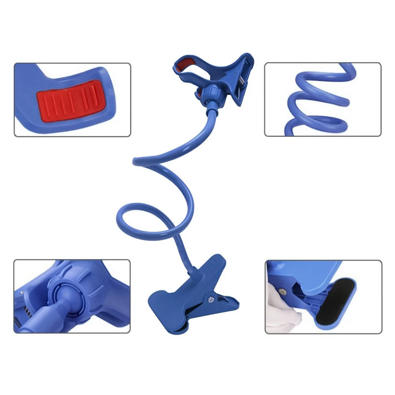 Гибкий держатель-прищепка для телефона с пластиковым зажимом стола белый |