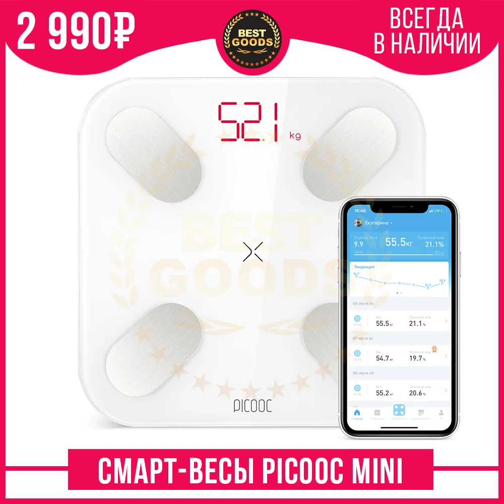 Электронные смарт весы Picooc Mini - умный подход к поддержанию формы | Дом и сад