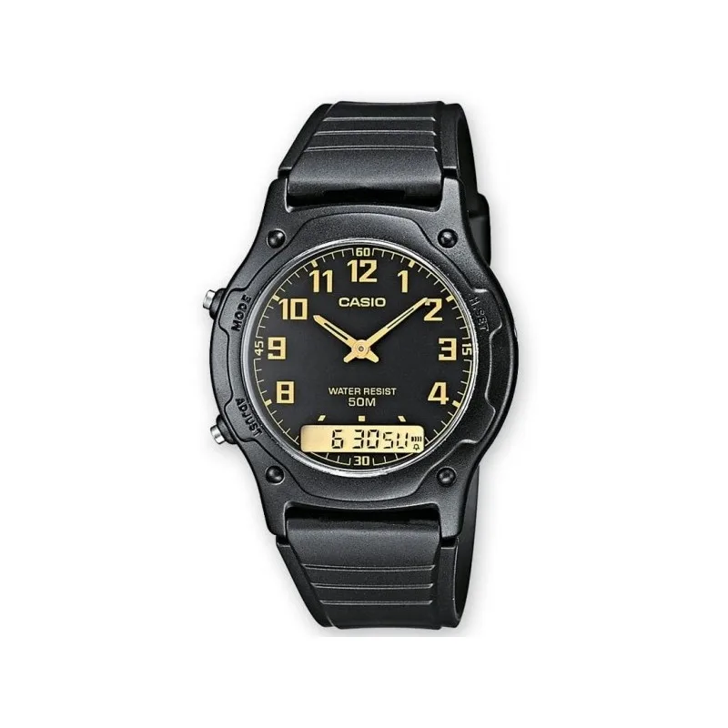 Классические мужские аналоговые цифровые часы Casio AW-49H-1B ремешок из смолы 50 м