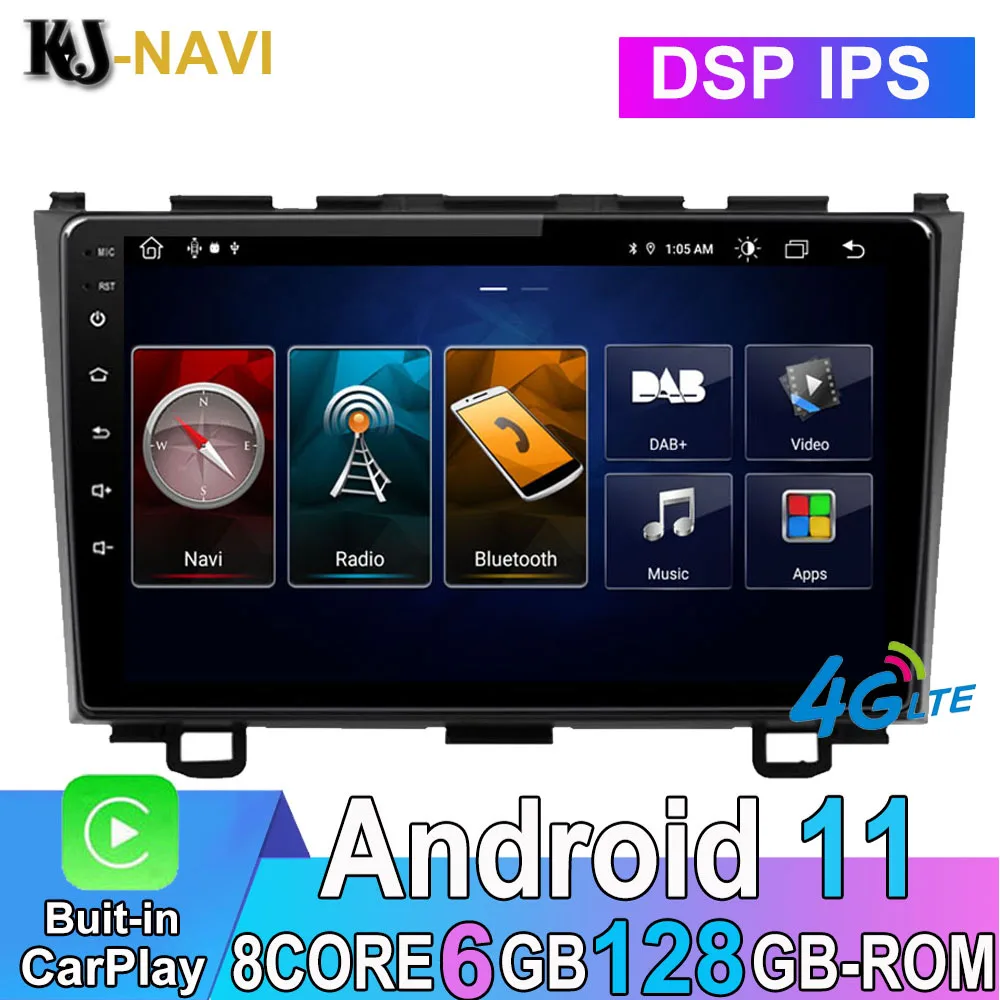 

9" Android 11 4G+WiFi Carplay DSP RDS Car Radio For Honda CR-V 3 RE CRV 2007-2011 Multimidia Video Player Navigation GPS