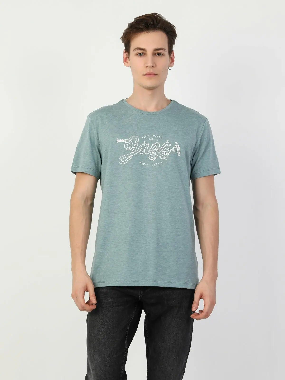 

Colins Men Regular Fit Green Heather Short Sleeve Tshirt Men's Tshirt Fashion Man Tshirts ,CL1048192