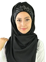 2021 new fashion hijab women muslim islamic turban scarf hat single sequin printed firecracker pattern black ready made shawl