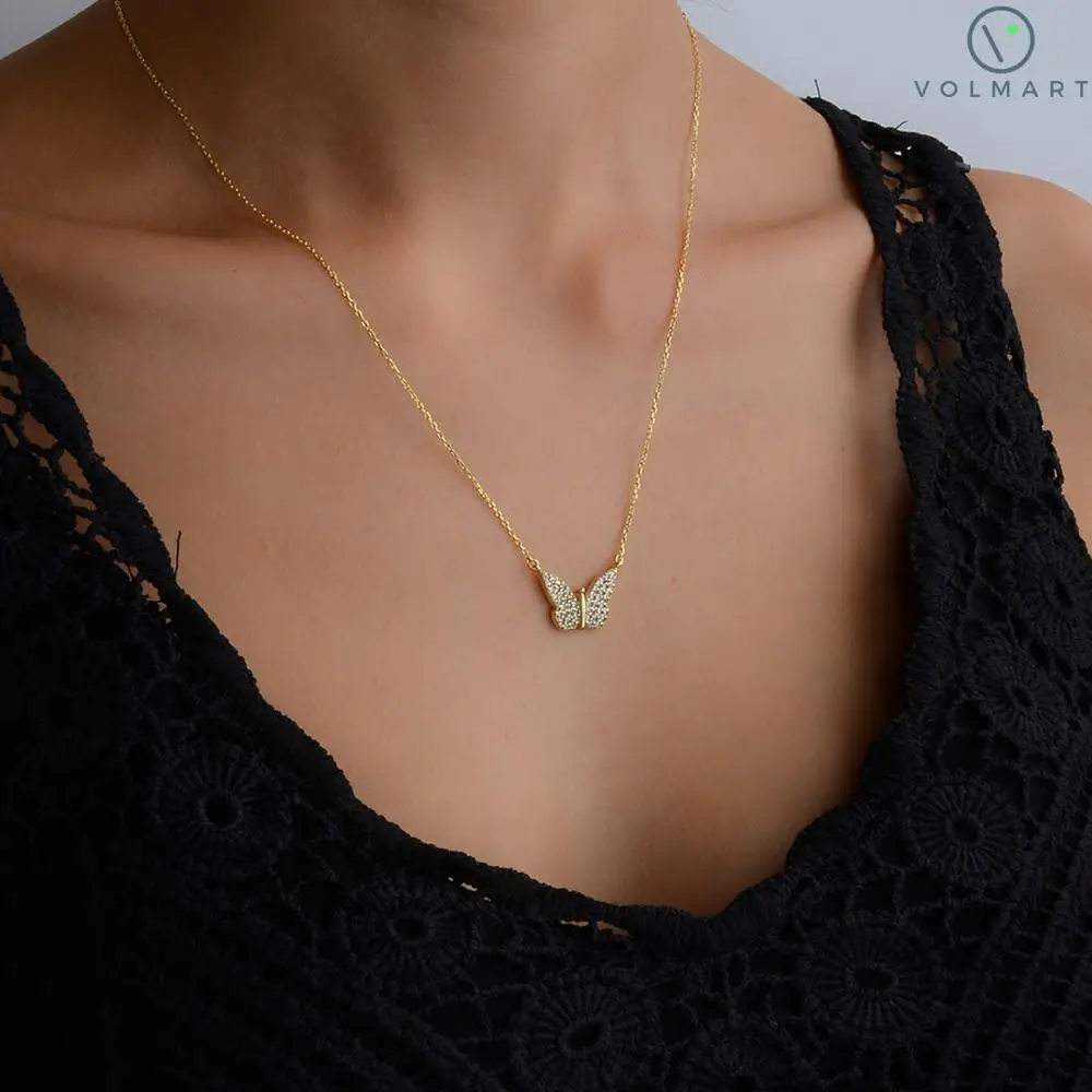 

Special Design, Non-Tarnish & 100% SILVER Butterfly Silver Necklace #20109