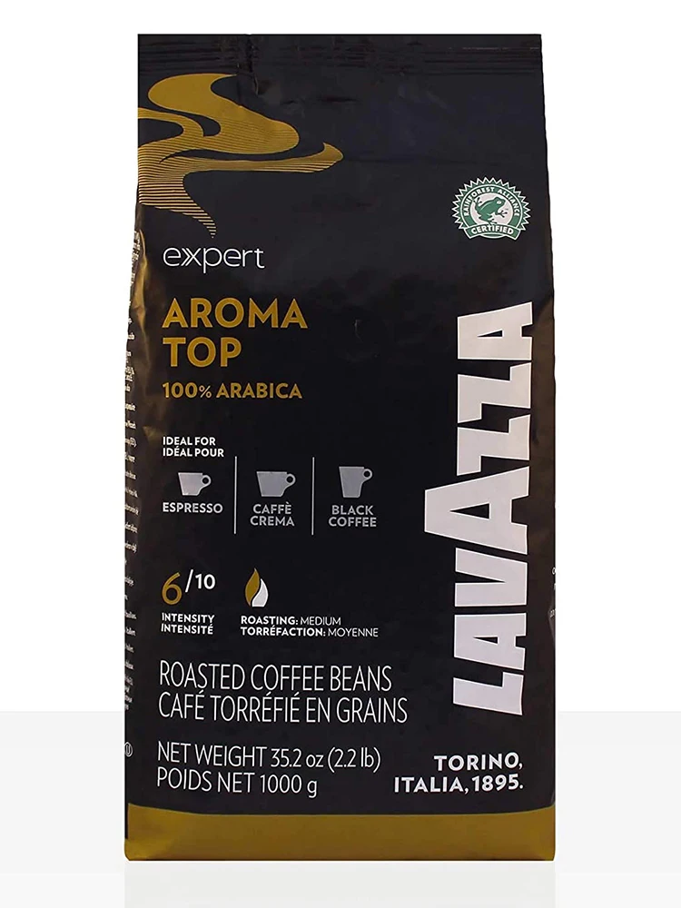 Chicchi Di Caffè Lavazza Aroma Top 100% Fagiolo Arabica In Confezione Da 1 Kg Certificazione Rainforest Alliance