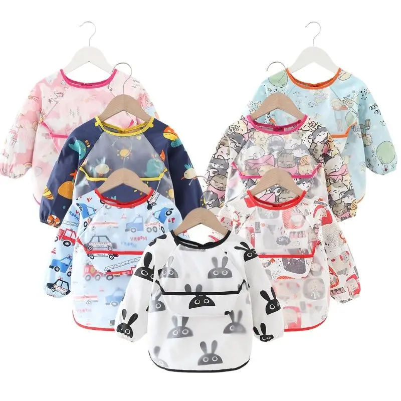 

Baby Bibs Cartoon Animals Waterproof Bib Girl Boy Accessories for Feeding Art Smock for Kids Baby Apron to Eat Toddler Smocks