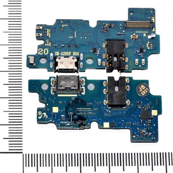 Шлейф (плата) совместим с Samsung SM-A205F/Galaxy A20 + системный разъем гарнитуры микр orig Factory