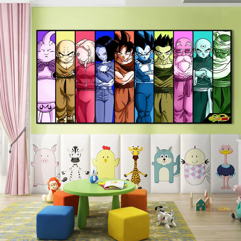 

Anime Dragon Ball All Character Picture Mural Poster Printing Art For Home Decoration Bedroom Living Room Canvas Painting Decor