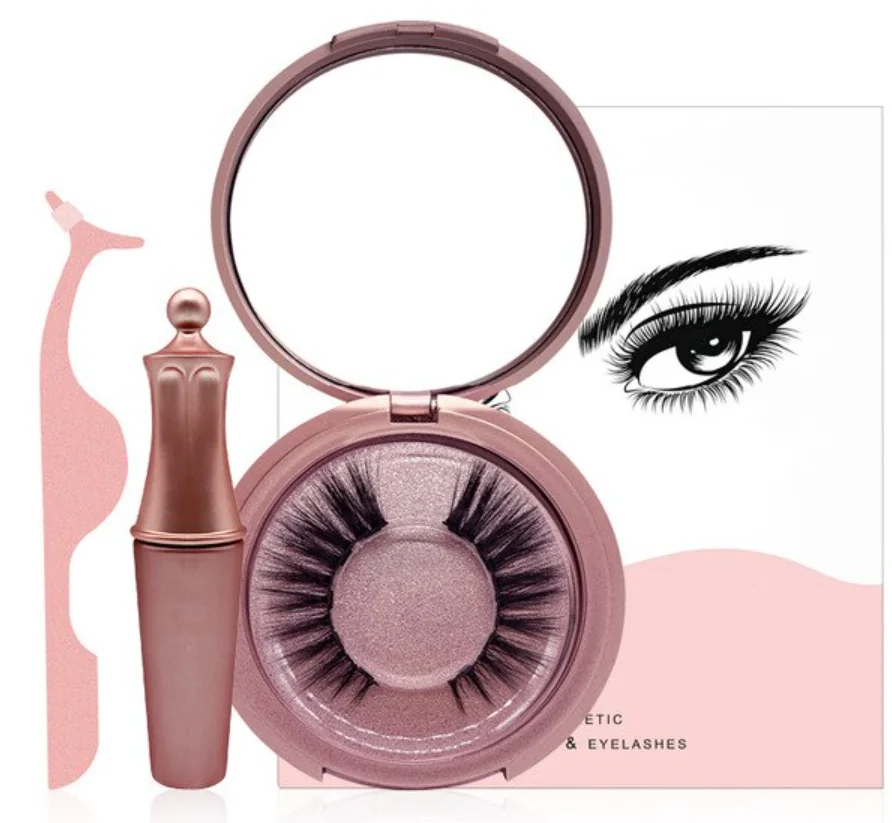 

2 Pairs Magnetic Eyelashes with Eyeliner Reusable Eye Make up Set Fake eyelash Extension Kit Gift Box Waterproof bulk Faux mink
