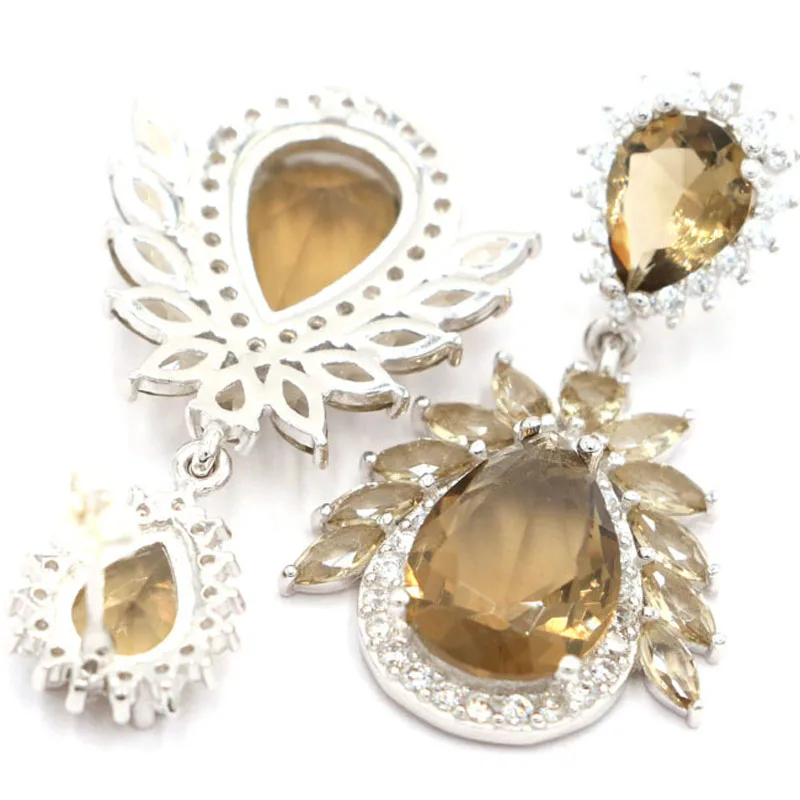 38x21 мм класса люкс 9 8g создана Золотой Цитрин фиолетовый танзанит дымчатый топаз CZ