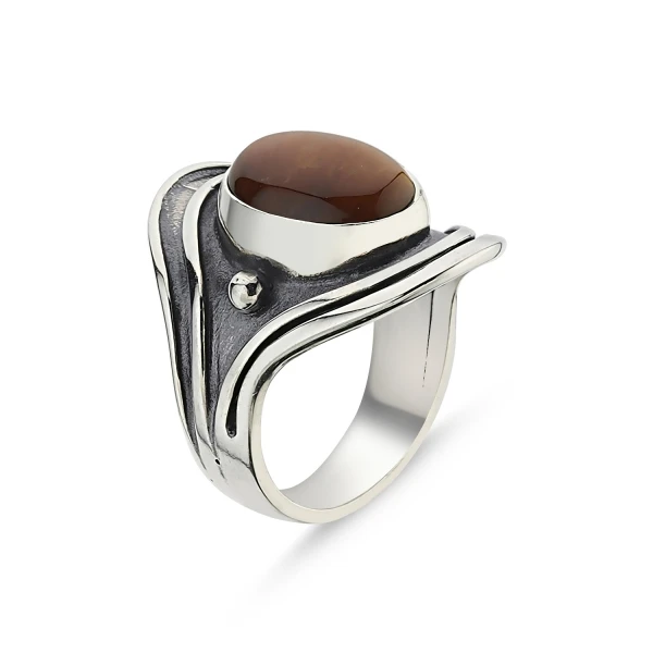 

Серебряное 925 пробы тигровый глаз камень ручной работы кольцо