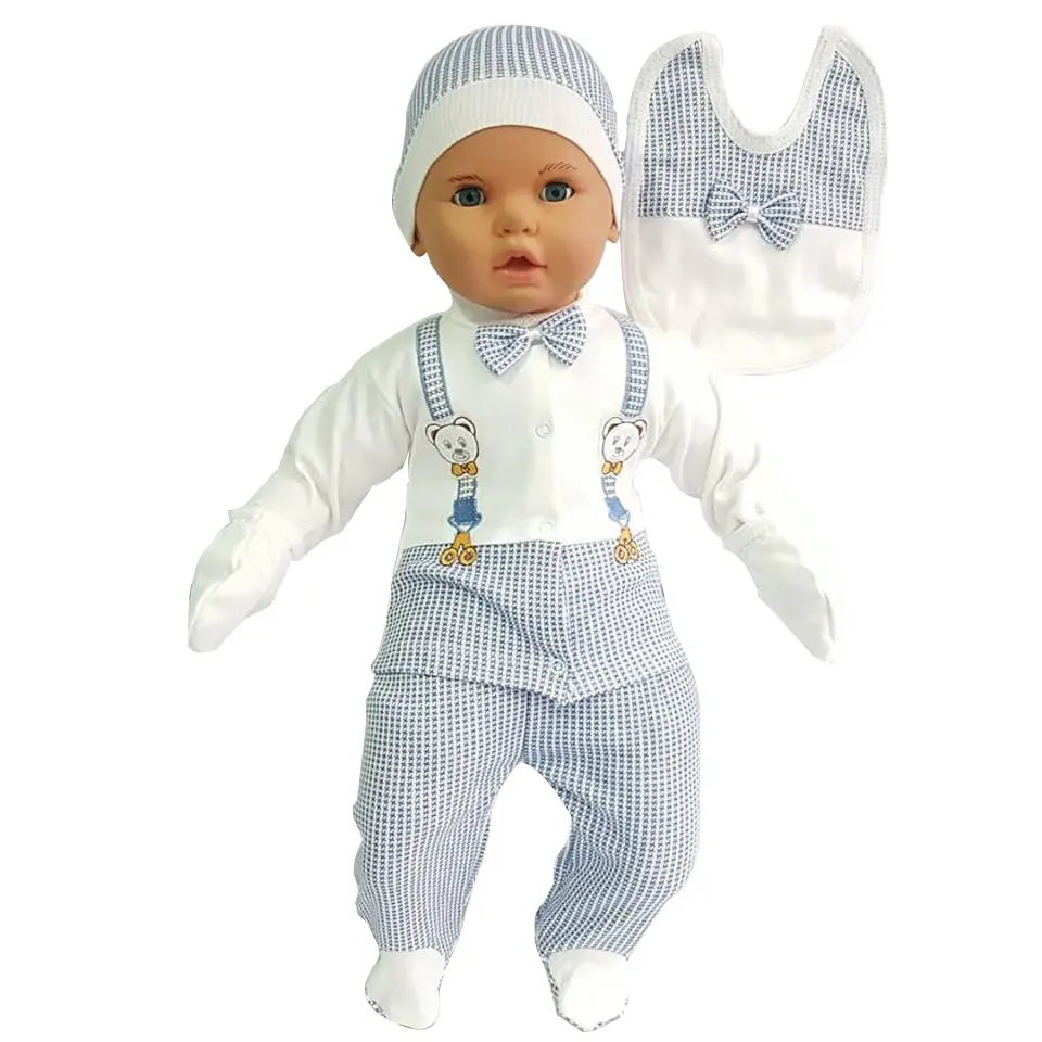 

Autumn Winter Newborn Blue 5 pcs Baby Boy Hospital Outlet with Teddy Bear and Bow Tie Overall Infant Clothing cotton Long