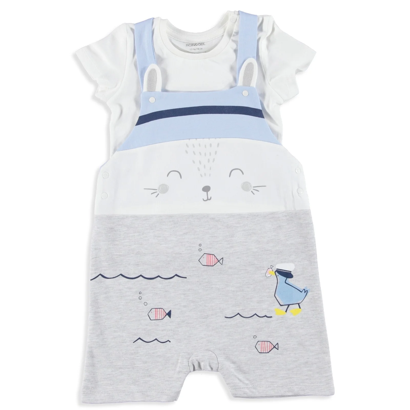 Ebebek HelloBaby/футболка для маленьких мальчиков с принтом Маленький Фишер Комплект