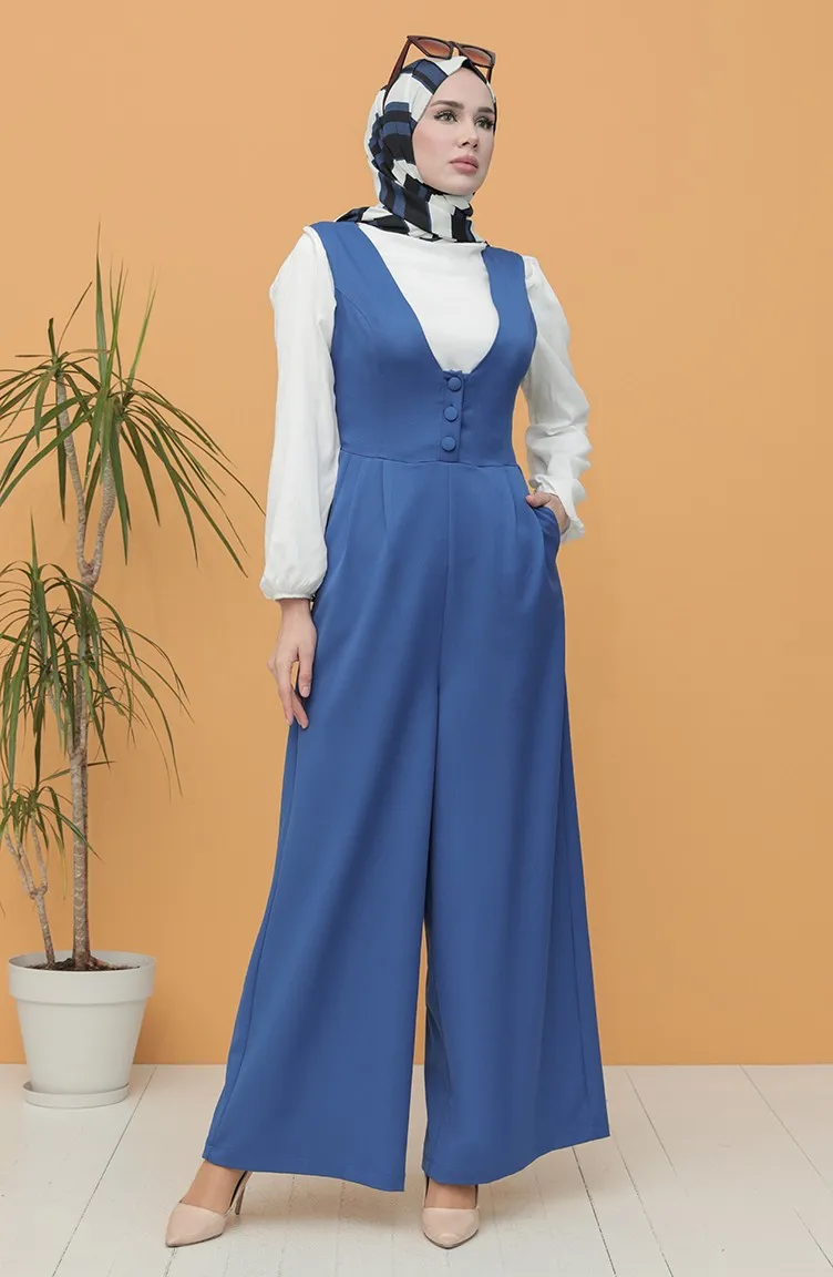 

Ramadan, Muslim hijab Women's Fashion Necklaces Arabia Turkey Dubai Islamic Clothing Jumpsuit With Pocket And Pleated 100% TR