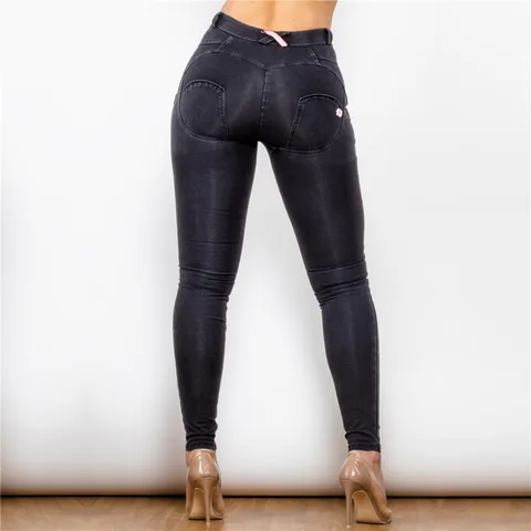 Женские джинсы стрейч Shascullfites, черные эластичные джинсы с эффектом пуш-ап и средней талией, Прямая поставка