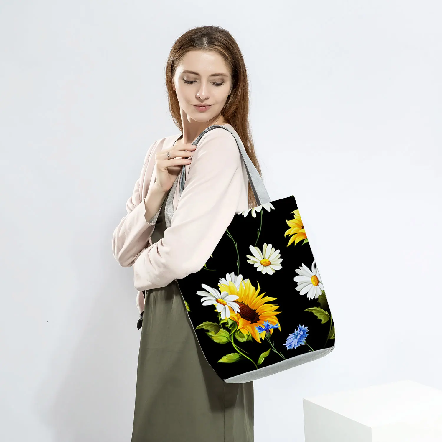 Многоразовые сумки-тоуты с принтом птиц и цветов продуктовая сумка на плечо