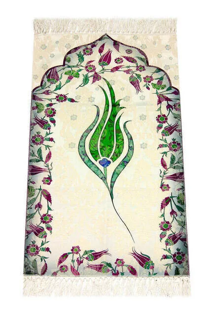 

LUXURIOUS WITH ITS WONDERFUL TEXTURE Laleli Marbling Prayer Rug - Green Color FREE SHİPPİNG