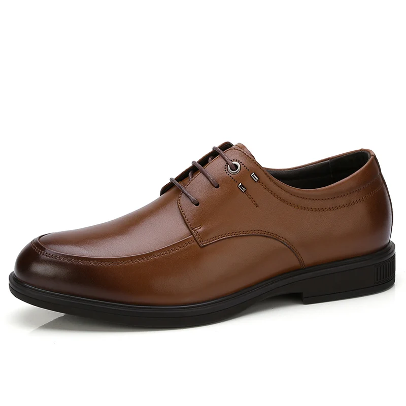 A732043940Brown CAMEL/Мужская обувь; сезон осень-зима; туфли дерби из натуральной кожи в деловом стиле; Мужская качественная удобная обувь из воловьей кожи - Цвет: A732043940Brown