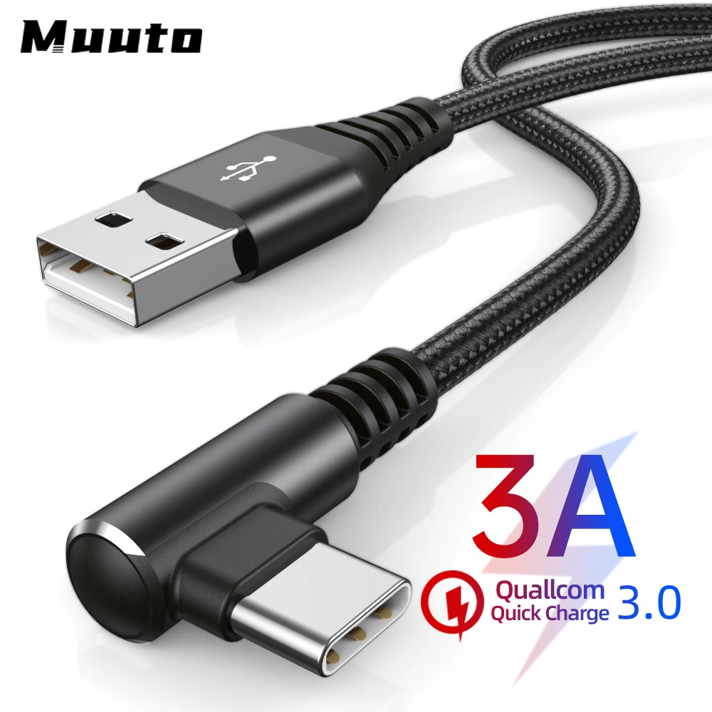 

Кабель Muuto USB Type-C с углом 90 градусов, провод для быстрой зарядки для Samsung S20, 10, 9, Huawei, Xiaomi Redmi