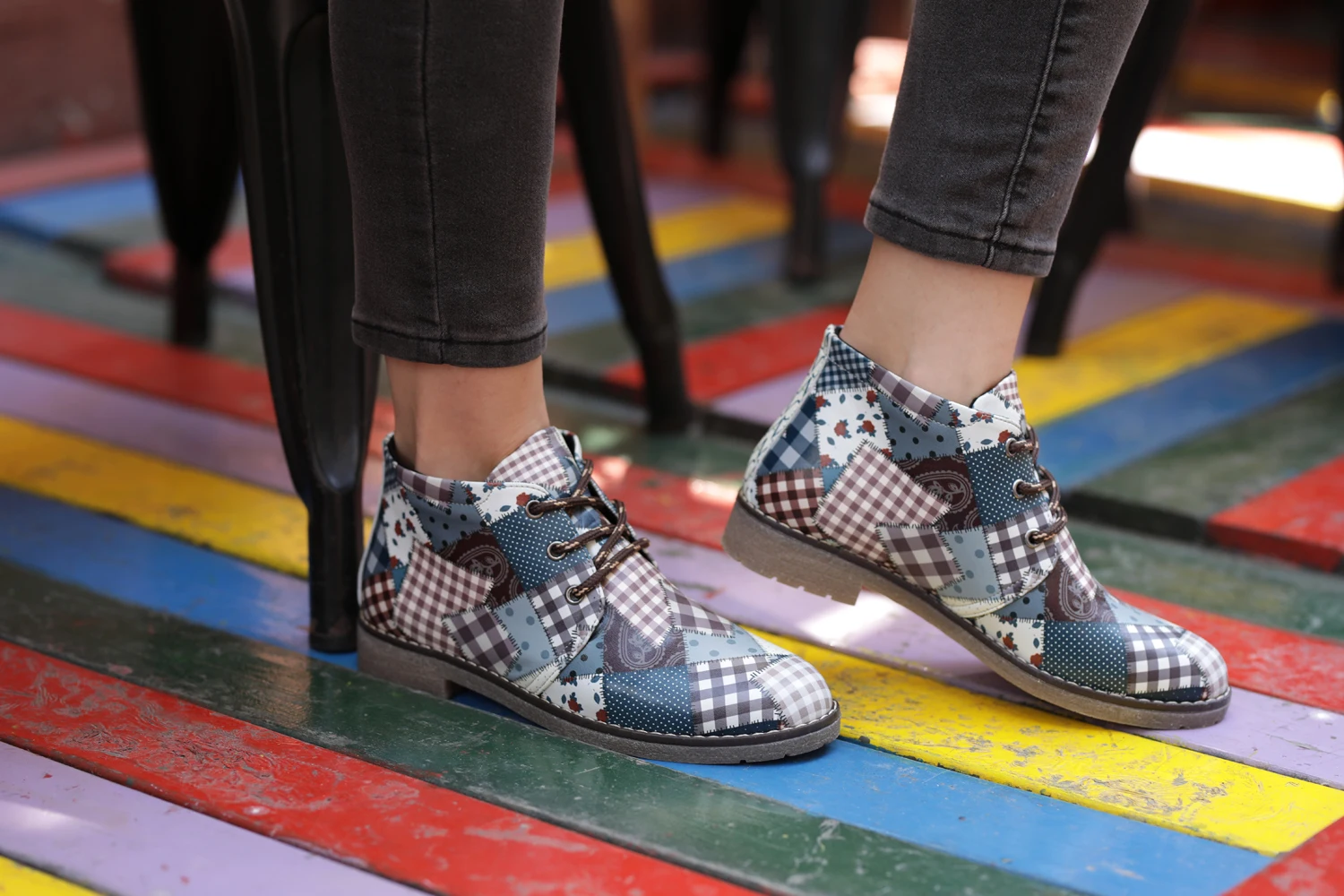 

Digital Edition Rainbow Printed Pattern Special Design Women Short Boots Ankle Boot Comfortable Shoes Casual lady