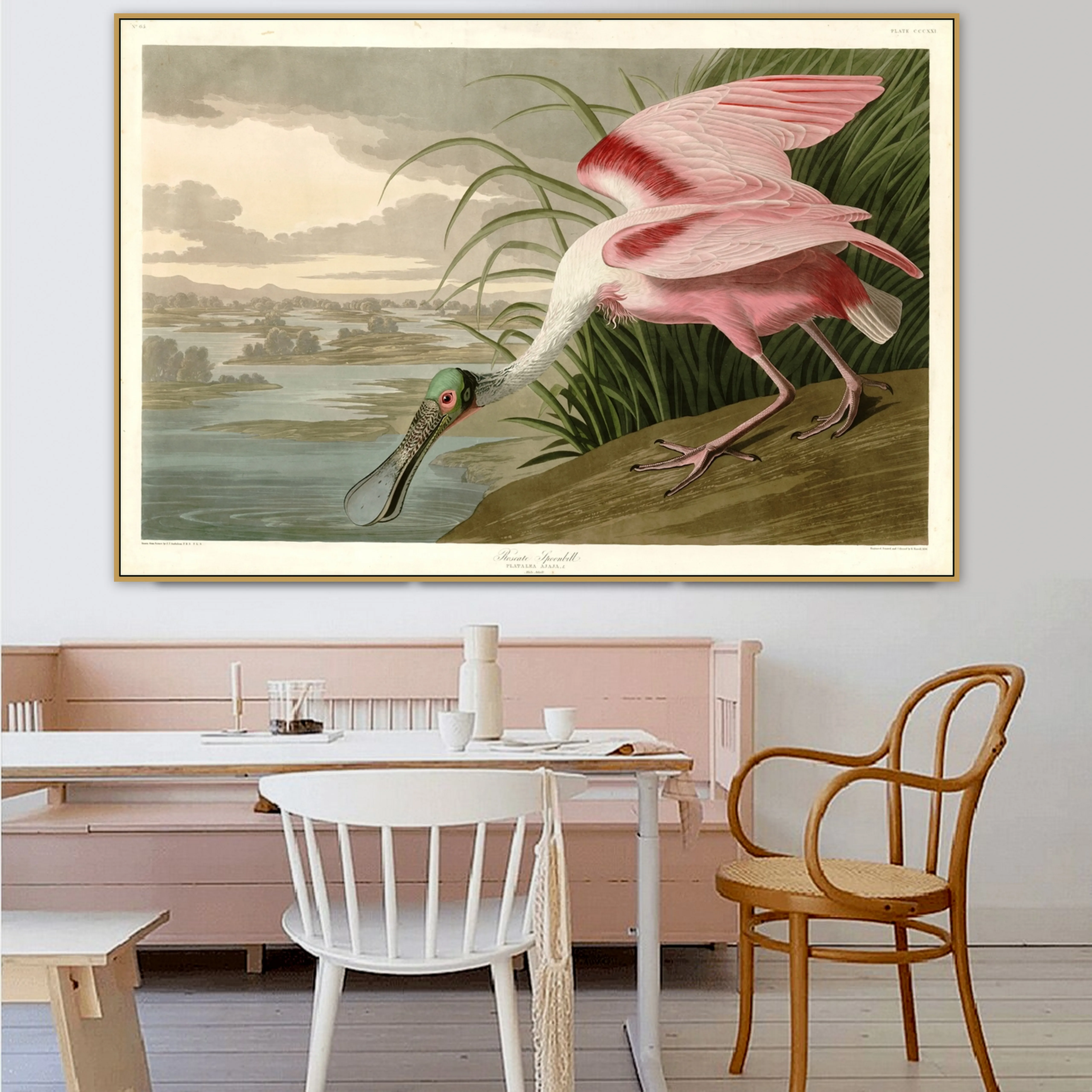 

John James Audubon Old Famous Master Artist Roseate Spoonbill Canvas Painting Poster Print for Room Wall Decor Wall Artwork
