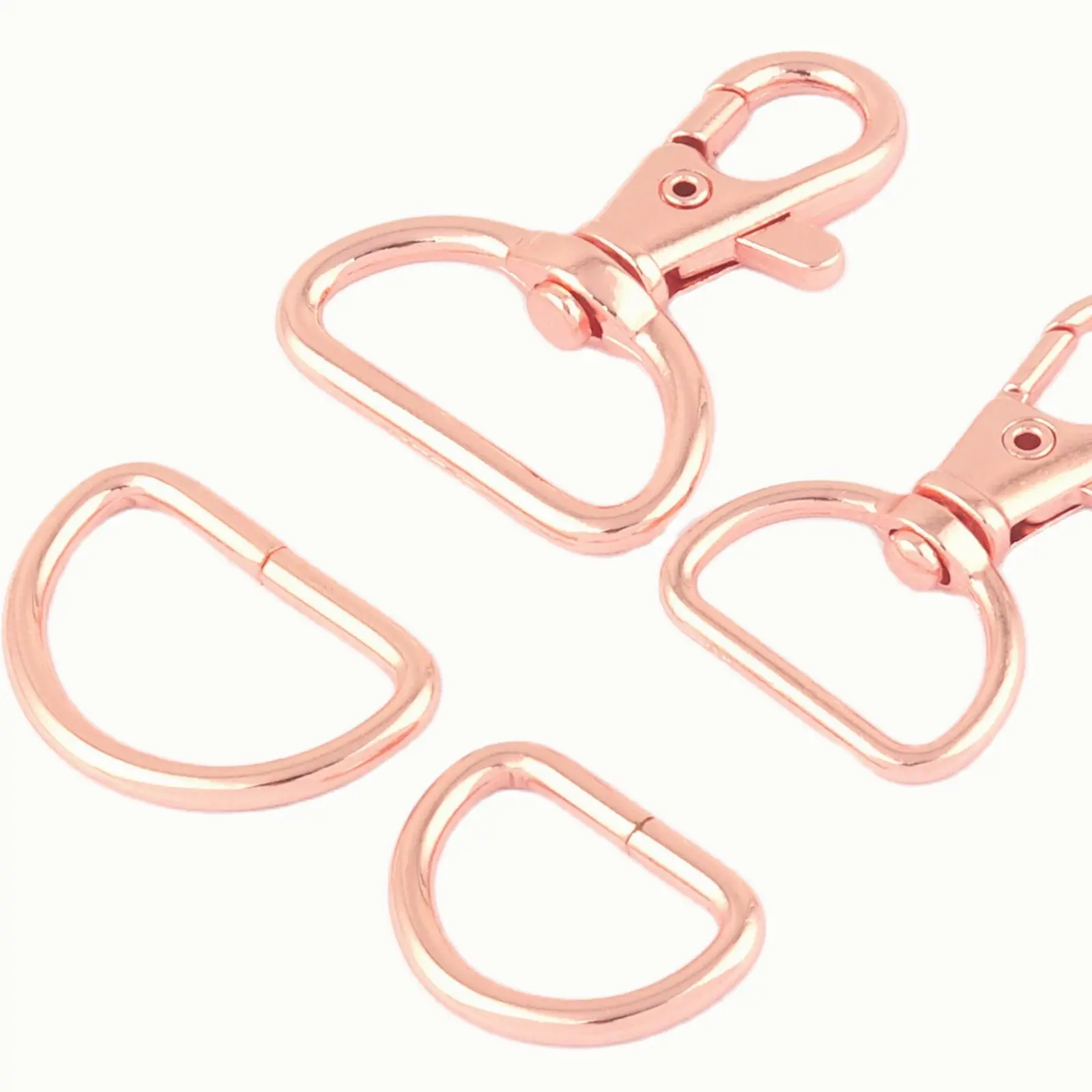 

20/25mm Rose Gold Metal Adjuster Swivel Slide Spring Clasps,Dog Collar Hardware Making Backpack D Rings Webbing Purse 2Sets