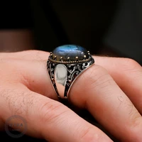 silva 925 sterling silver ring for men with labradorite natural gemstone fashion jewellery gift