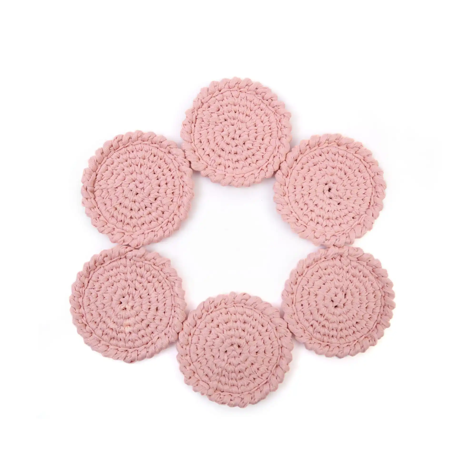 

Design handcrafted knit pink 6-piece coaster