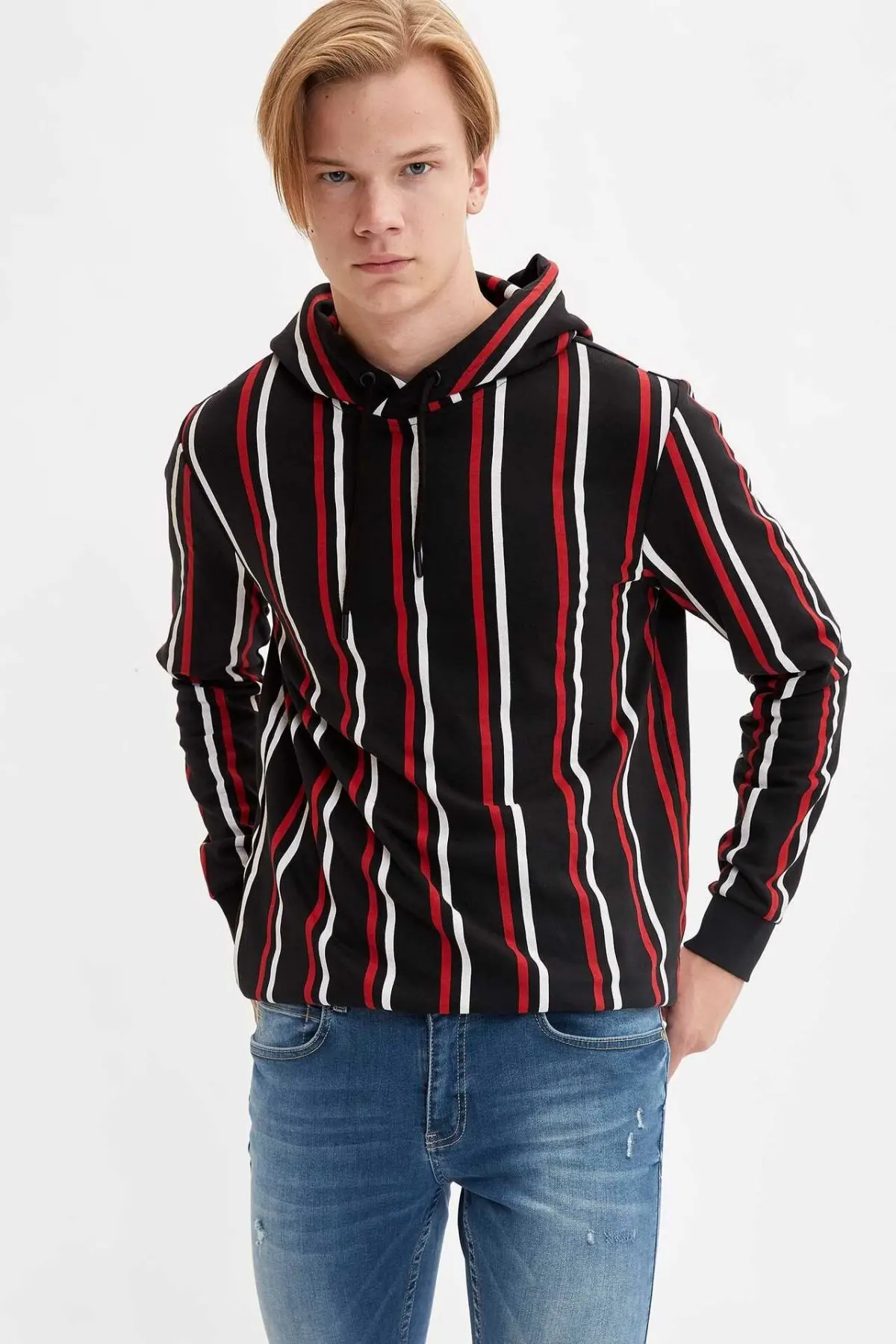 Дефакто вертикальные полосатые толстовки Модные свитшоты Осенние Пуловеры