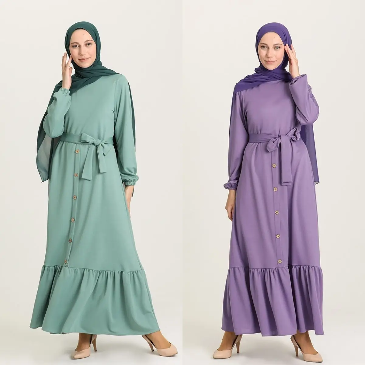 Плиссированное Платье с поясом, на пуговицах, с длинным рукавом, на молнии, без подкладки, сезонное зимнее женское платье, Турция, мусульман