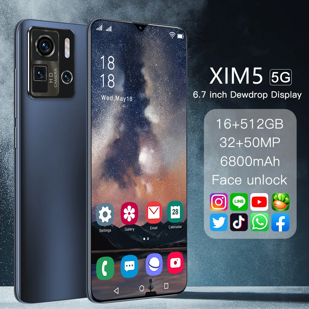 

Смартфон XIM5, 6,7 дюйма, 16 ГБ + 512 дюйма, Android 12, телефон, телефон, 4G/телефон, 24 Мп + 32 МП