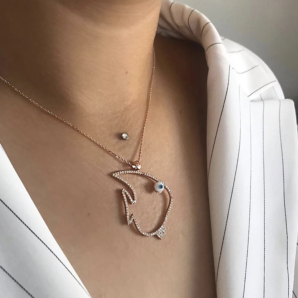

The Fish 925 Sterling Silver Necklace Women Girls Gift Jewelry Accessories Fashion Handmade Elegant Chain