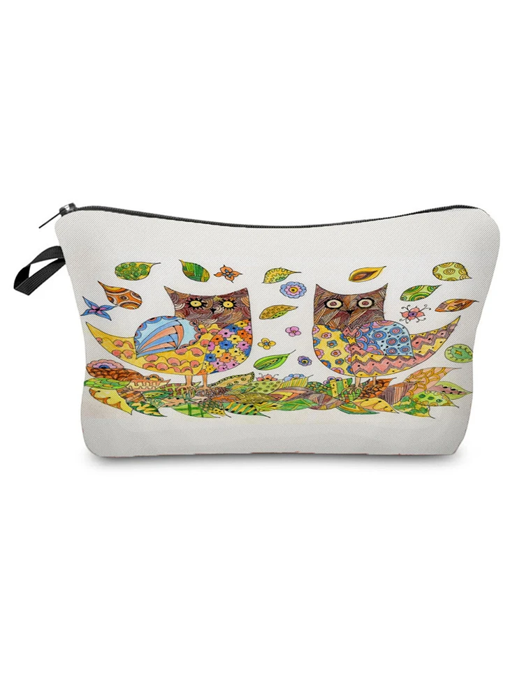 

Two Owl Printed Cosmetic Bags Reusable Women Pouch Makeup Bag Female Coin Purse Eco Pencil Case High Quality Practical Toiletry