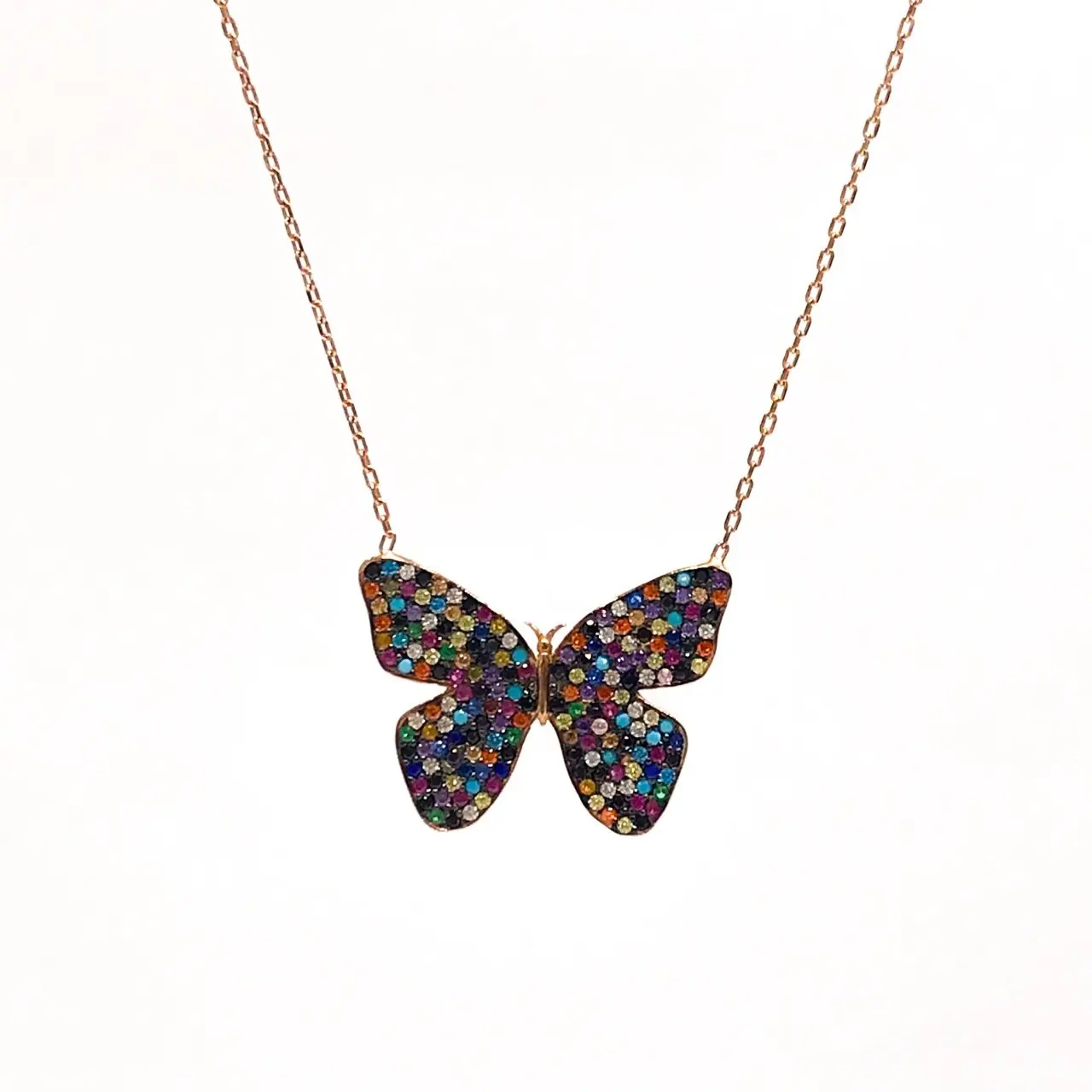 

New Multicolor Color Butterfly Silver Necklace