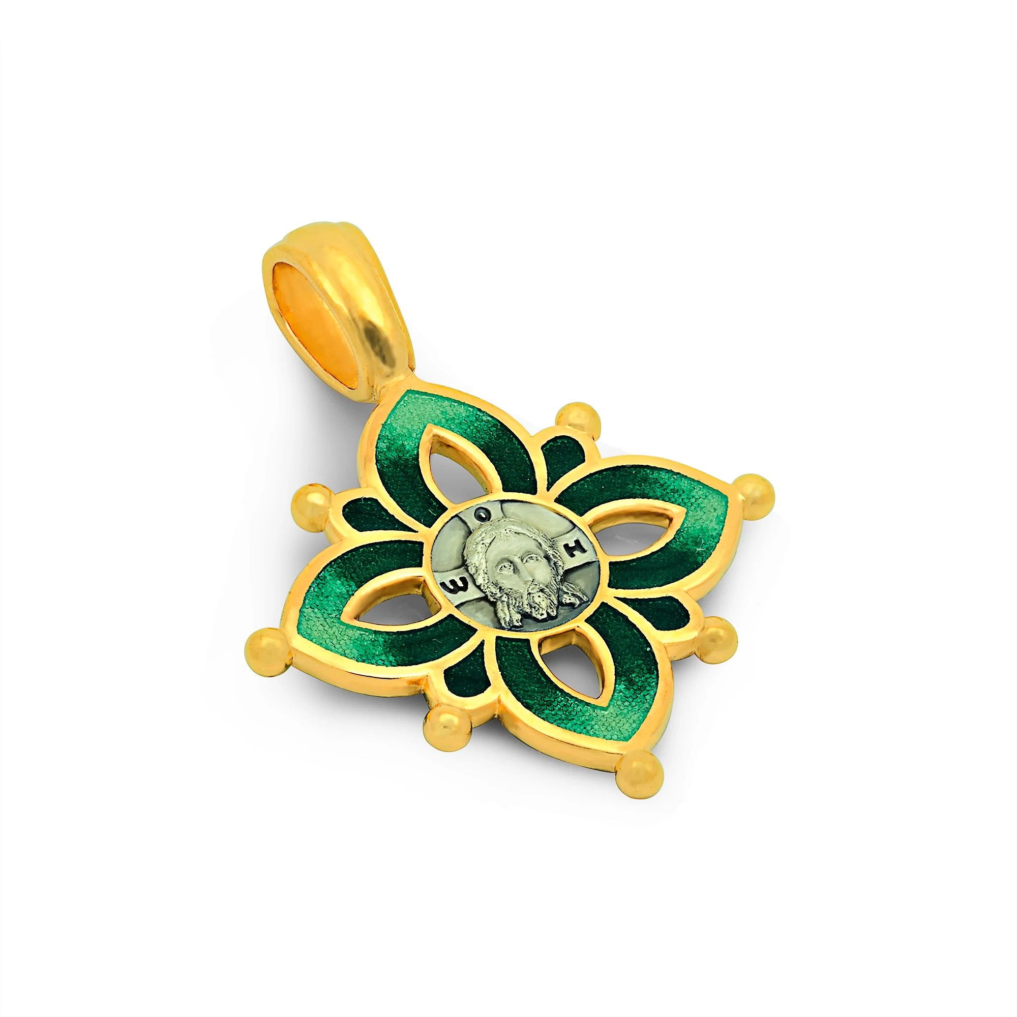 Крестик православный для мужчин / женщин серебро 925 с эмалью - Спас Нерукотворный