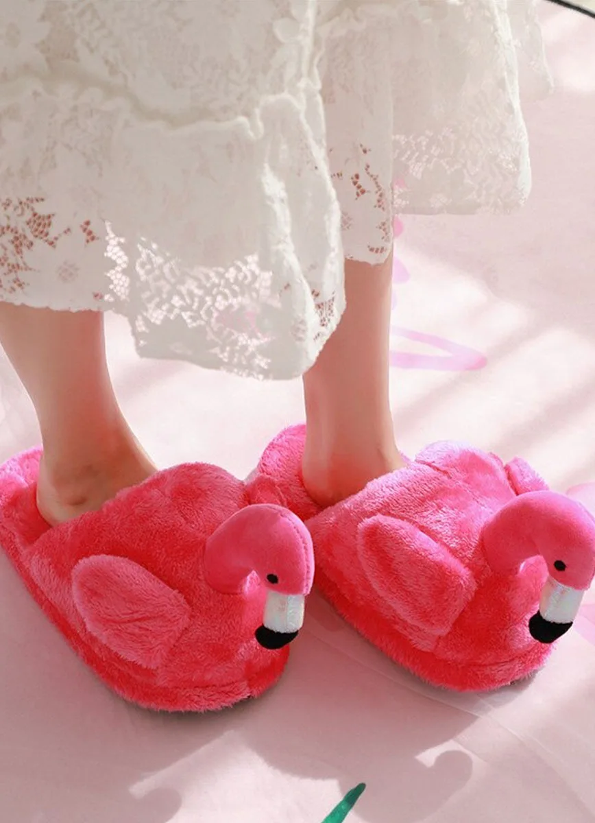 Тапочки фламинго темно-розовые С ОТКРЫТОЙ Пяткой | Обувь