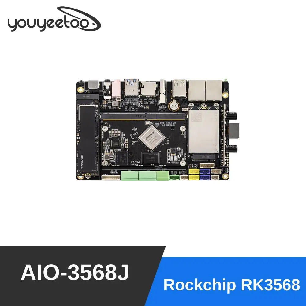 Плата для разработки Youyeetoo AIO-3568J Rockchip RK3568, 4 Гб + 32 ГБ, четырехъядерный процессор, высокопроизводительный AI WiFi 6 SBC для IOT Smart NVR