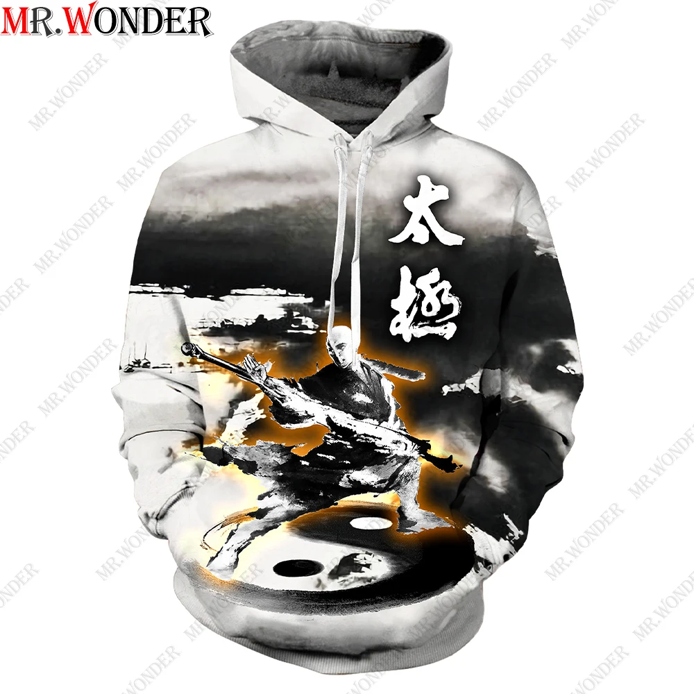 

Mr.Wonder Tai Chi Kung Fu 3D Traditional Chinese Style Print Zipper Sweatshirts Men Hanfu Hoodie Casual Streetwear Pullover