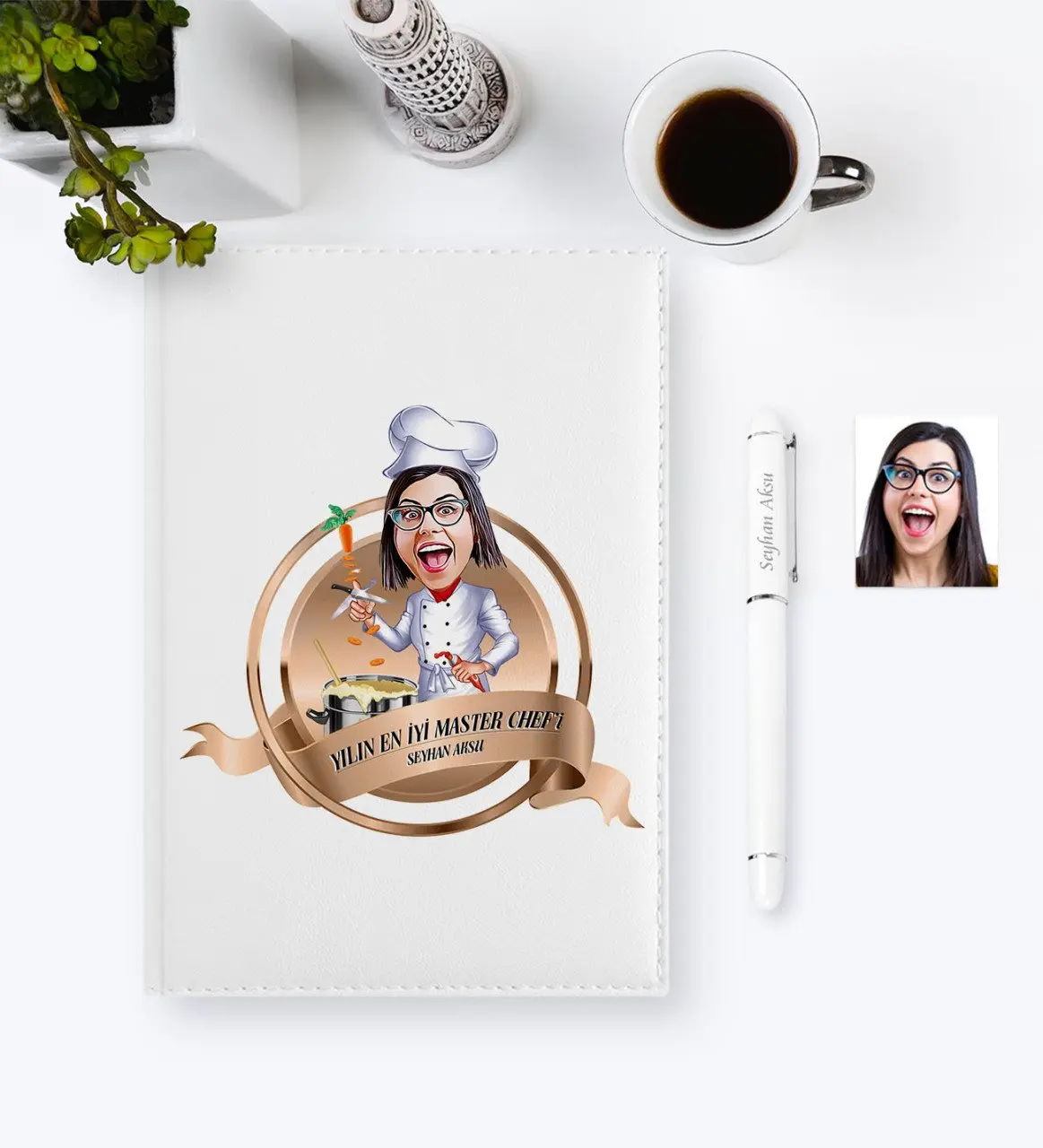 

Personalized Year Good Lady Master Chef'i Caricature of 2020 Organizer Pen set-1